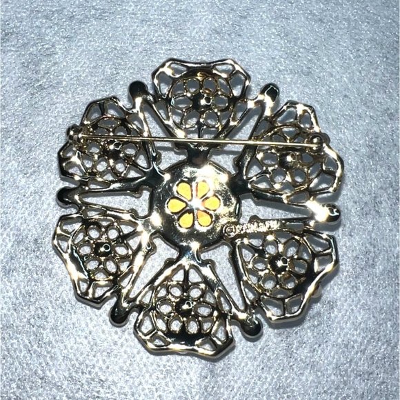 Vintage Sarah Coventry Brooch W/Red Rhinestones Serenade Collection Gripoix Star - Picture 7 of 7